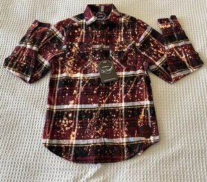 Angry Minnow Vintage Soft Flannel Shirt Mens Size S Red Plaid "Gypsy Soul" NWT